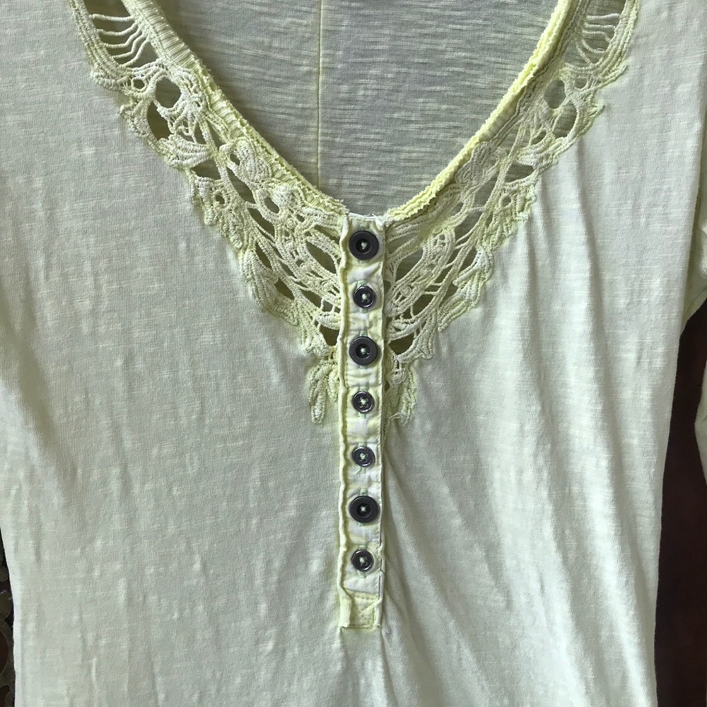 Free People Henley w/ Cotton Crocheted Lace - Picture 2 of 7